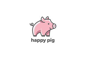 Pig Logo Happy Friendly Funny Design, a Branding & Logo Template by Cyritron