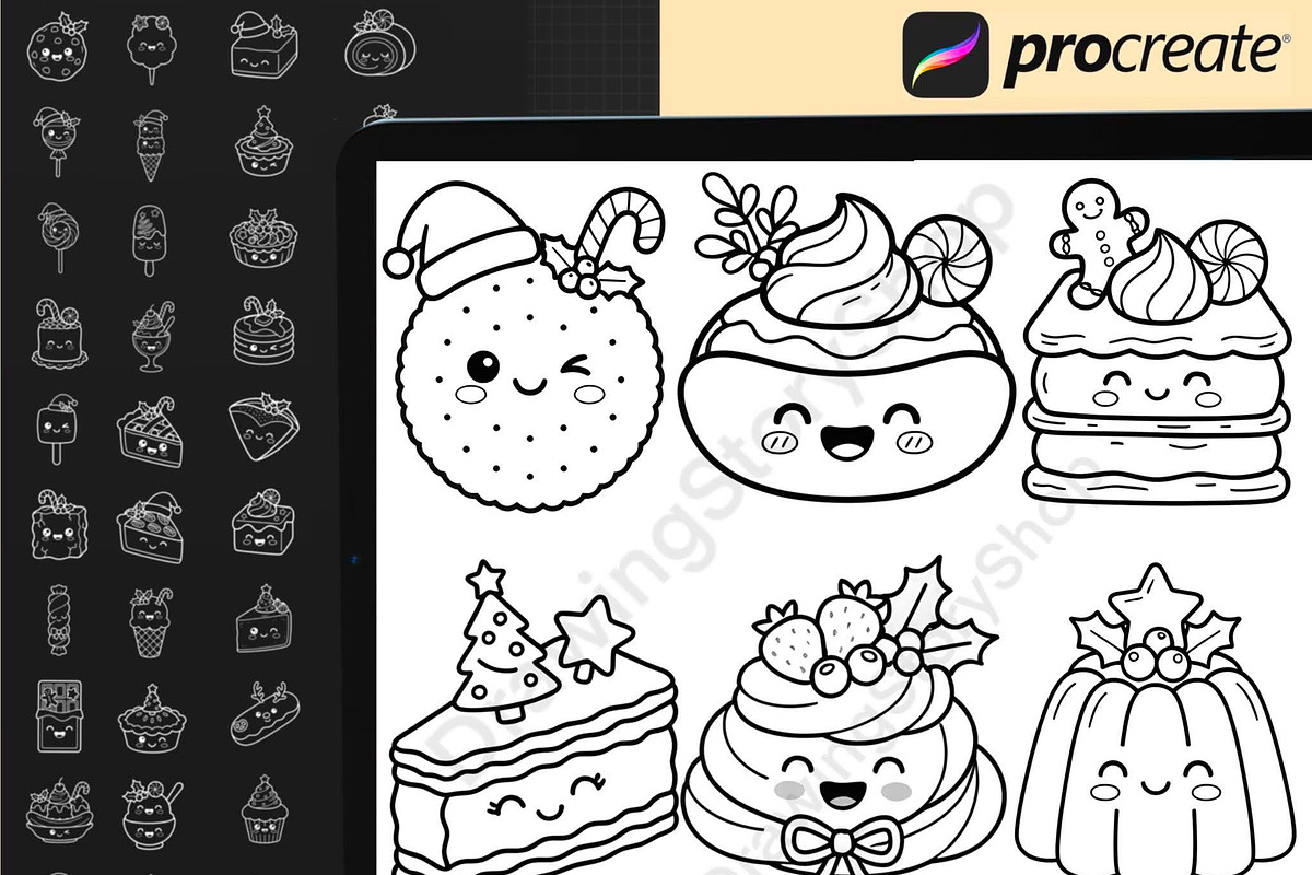 150Christmas Dessert Procreate Stamp, a Brush Add-On by DrawingStoryShop (Photo 5 of 6)