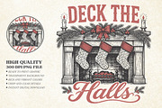 Vintage Deck The Halls Christmas PNG, a Seasonal Illustration by Libby Wishes (Thumbnail 1 of 4)