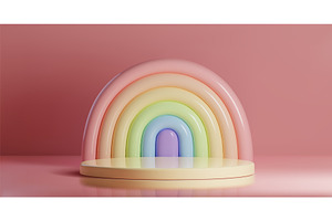Rainbow 3d podium or pedestal, an Illustration by art PVP - market