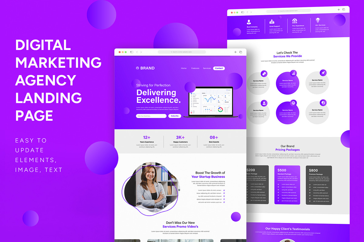 Digital Marketing Landing Page, an UI Kit Template by CreativeShaper (Photo 1 of 6)