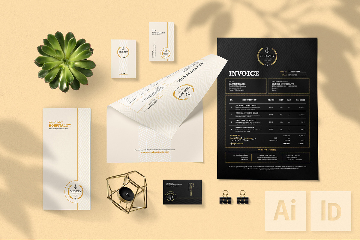 Old Zey Hospitality Branding Bundle, a Stationery Template by fisihsani (Photo 1 of 11)
