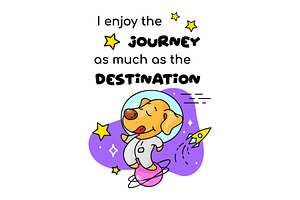 Cute Puppy Astronaut Cartoon Poster