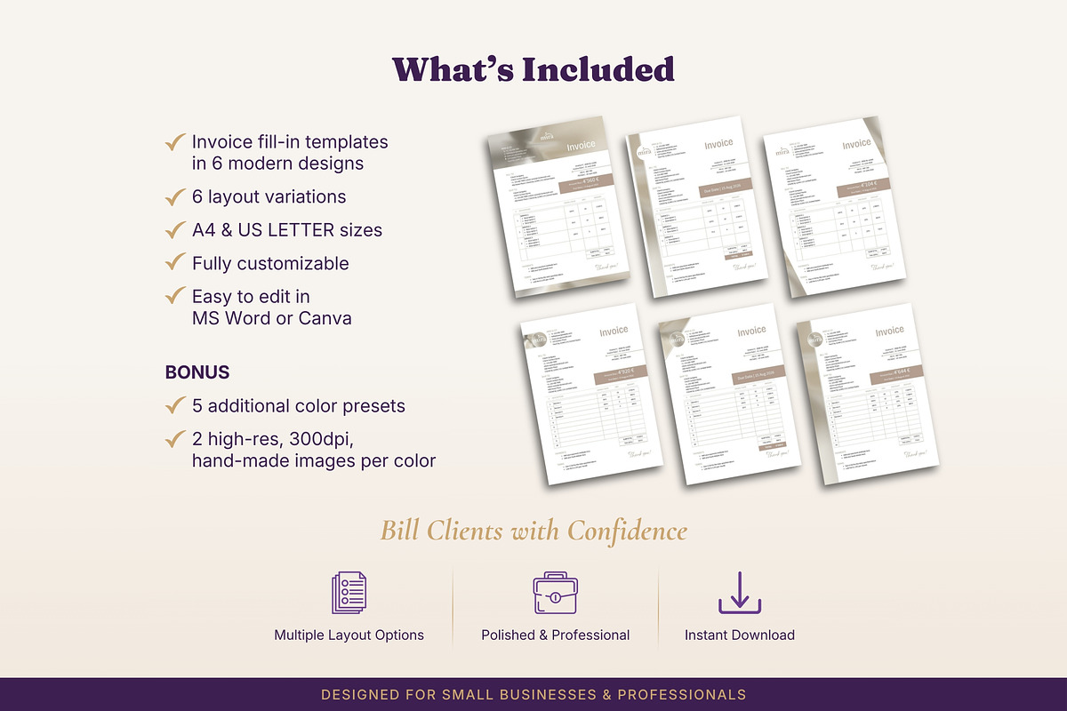 Invoice Templates 6 Designs Word, a Stationery Template by B2 Studio (Photo 2 of 18)