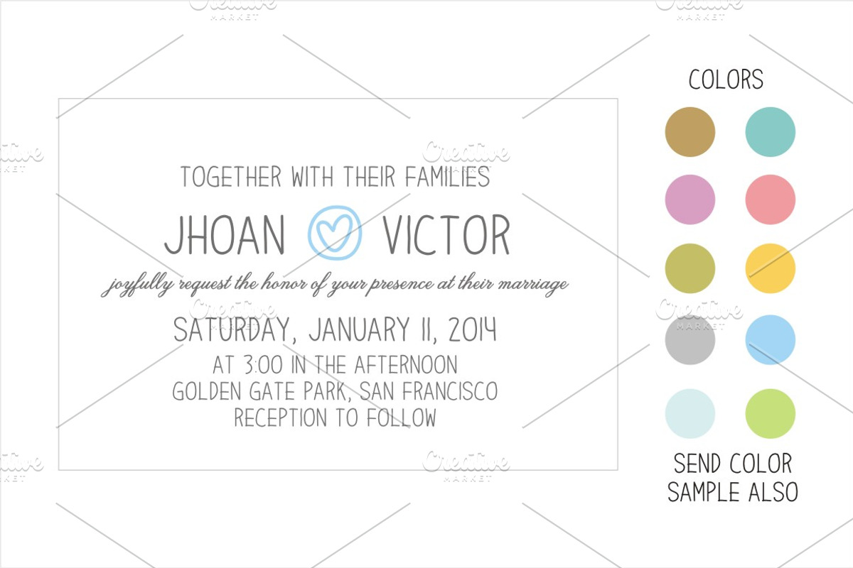 Simple romantic wedding invitation, an Invitation Template by Fonts & Printables (Photo 1 of 2)