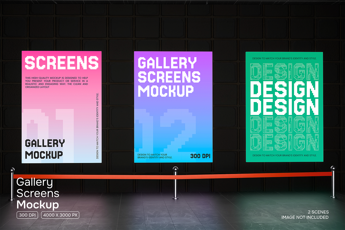 Gallery Screens Mockup, an Advertising Mockup by Permadi Creative (Photo 1 of 2)