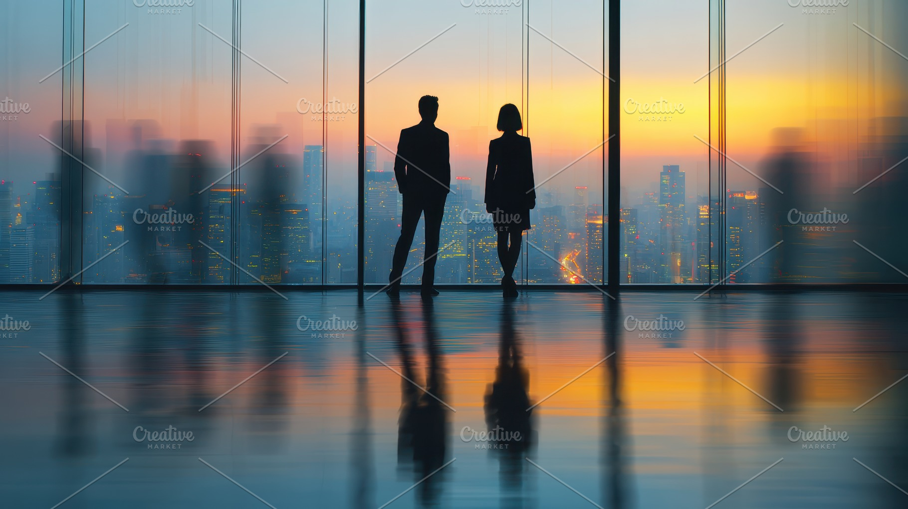 Businesspeople Silhouetted Against C, a Photo by Pixeness Studio