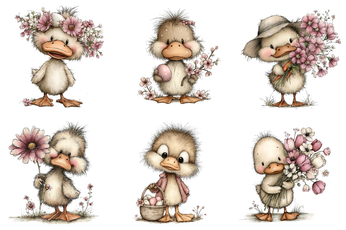 Whimsical Easter Duck Clipart Bundle, an Illustration by Dream Creation (Photo 5 of 7)