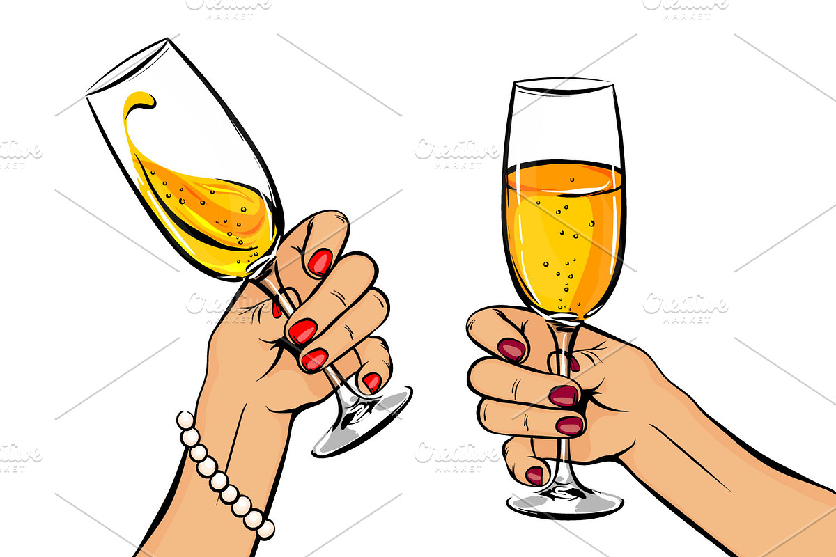 Woman holding glass of wine POP ART, a Food Illustration by Kapitosh (Photo 3 of 8)