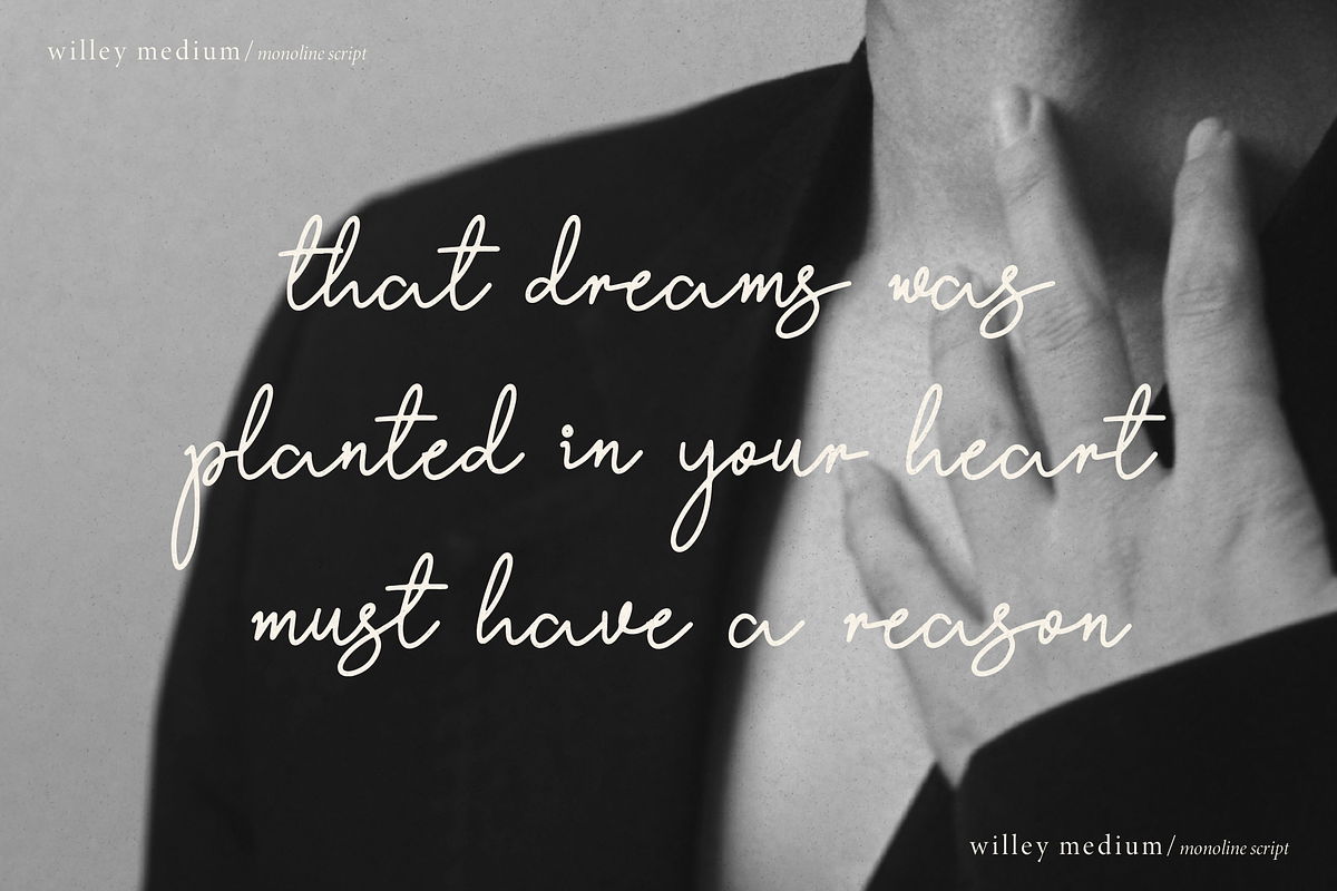 Willey Medium | Monoline Script Font, a Script Font by Denustudios (Photo 2 of 16)