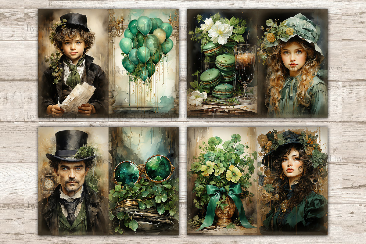 St. Patrick's Day Junk Journal Paper, a Seasonal Illustration by GlamArtZhanna (Photo 3 of 10)
