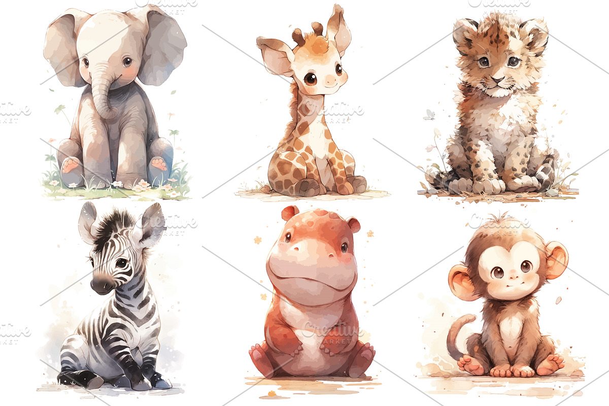 Set of cute baby woodland animals, an Animal Illustration by ZinetroN