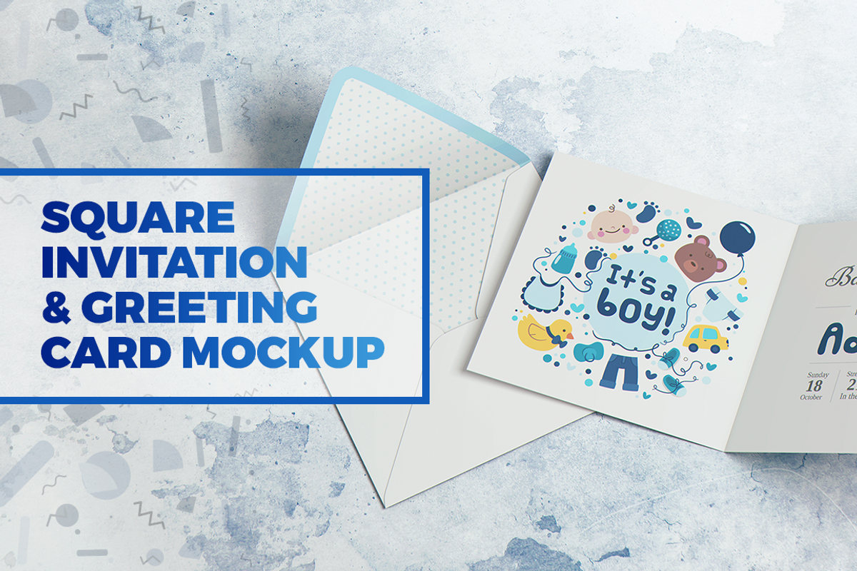 Square Invitation & Greeting Mockup, a Print Template by coloformia (Photo 1 of 11)