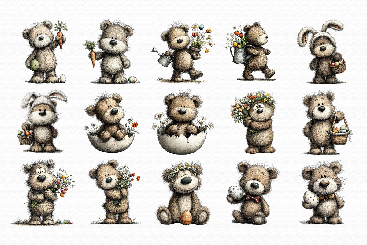 Whimsical Easter Teddy Bear Clipart, a Graphic by Libby Wishes (Photo 6 of 7)