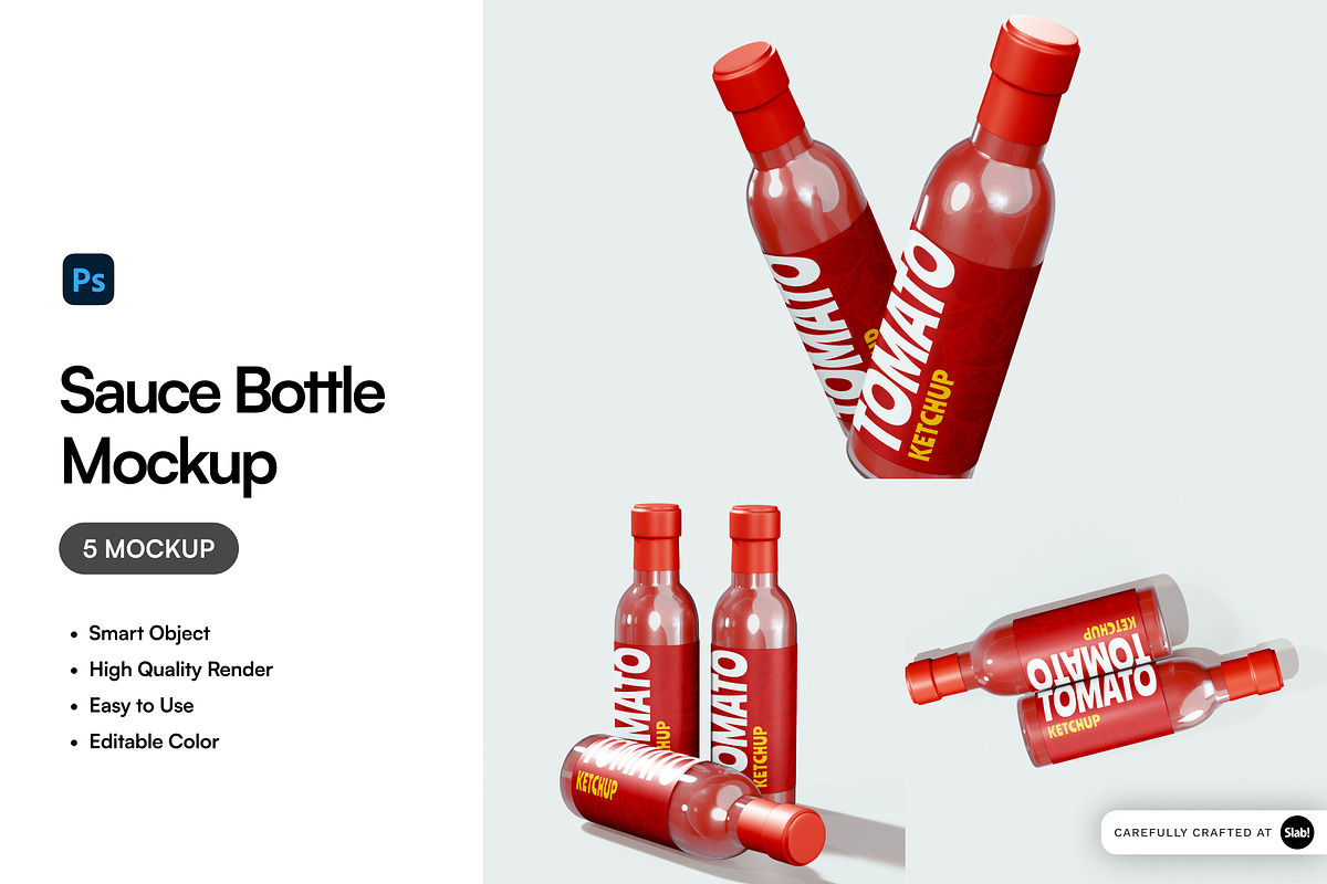 Sauce Bottle Mockup, a Packaging Mockup by SLAB! Design (Photo 1 of 7)