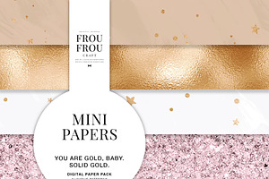 Pink Gold Marble Mini Papers