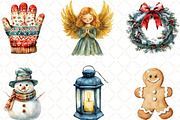 Watercolor Christmas Clipart Bundle, an Illustration by Black Bird Studio (Thumbnail 2 of 6)