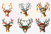 Reindeer Face Christmas Clipart, an Illustration by Dream Creation (Thumbnail 6 of 7)