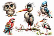 Funny Quirky Birds Clipart, an Illustration by Libby Wishes (Thumbnail 3 of 6)
