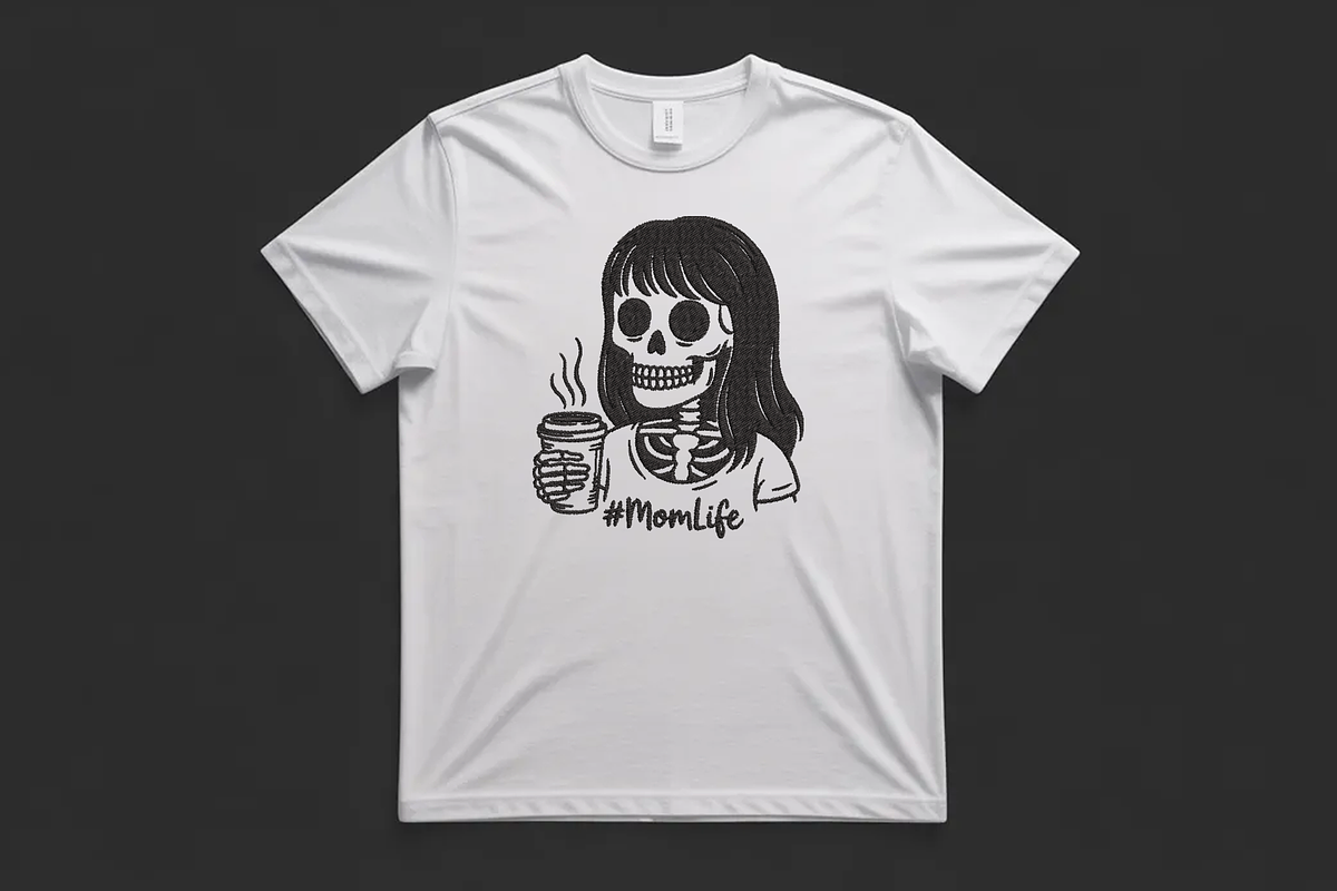 Skeleton Mom Life Coffee Embroidery, an Illustration by Purpose Ekbal (Photo 3 of 3)