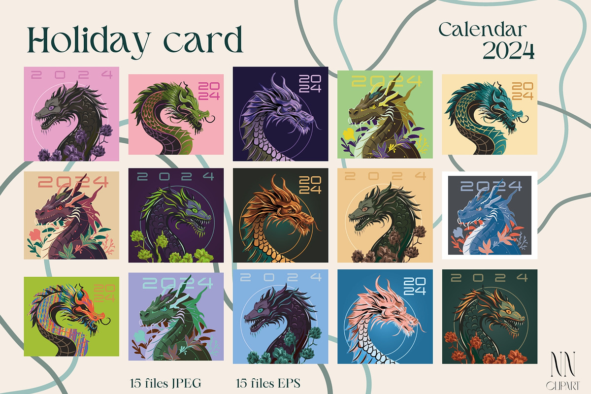 Dragon Calendar Templates 2024, a Print Template by NNclipart (Photo 8 of 15)
