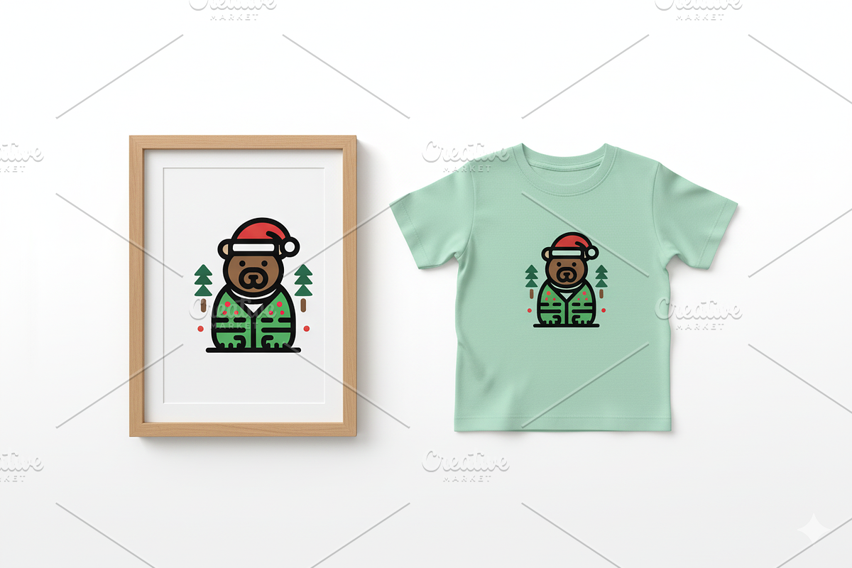 Festive Christmas Bear Graphic, a Branding & Logo Template by Vectorium Studio (Photo 2 of 2)
