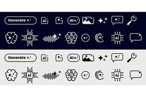 Artificial intelligence icons Ai, an Illustration by Everything for 6$