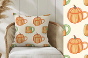 Autumn Pumpkins Mugs clipart pattern, a Seasonal Illustration by Carpet Tapete Pretzel (Thumbnail 6 of 9)