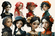 GOTHIC PORTRAIT GIRLS CLIPART PACK, a Person Illustration by Daring Digies (Thumbnail 2 of 5)