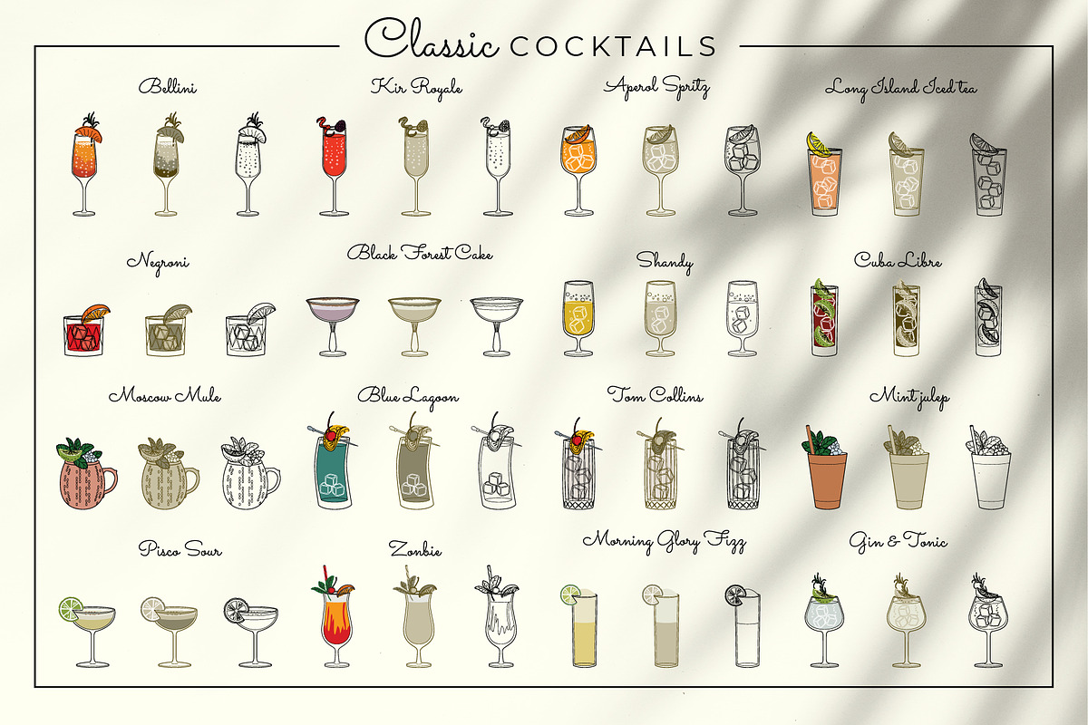 Elegant Bar Cocktail bundle, a Food Illustration by Chakraborty Design (Photo 6 of 13)