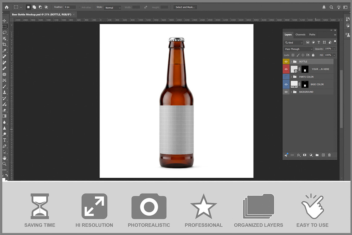 Beer Bottle PSD, a Cups & Container Mockup by Bruno's Shop (Photo 2 of 3)
