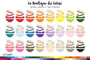 50 Rainbow Bowls Clip Art