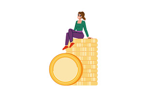 Successful businesswoman sitting on, a Finance Illustration by pikepicture