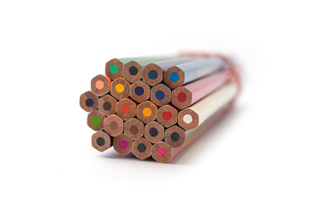 Colorful multicolored pencils on white background. Education, Bu, a Background Photo by Tampatra