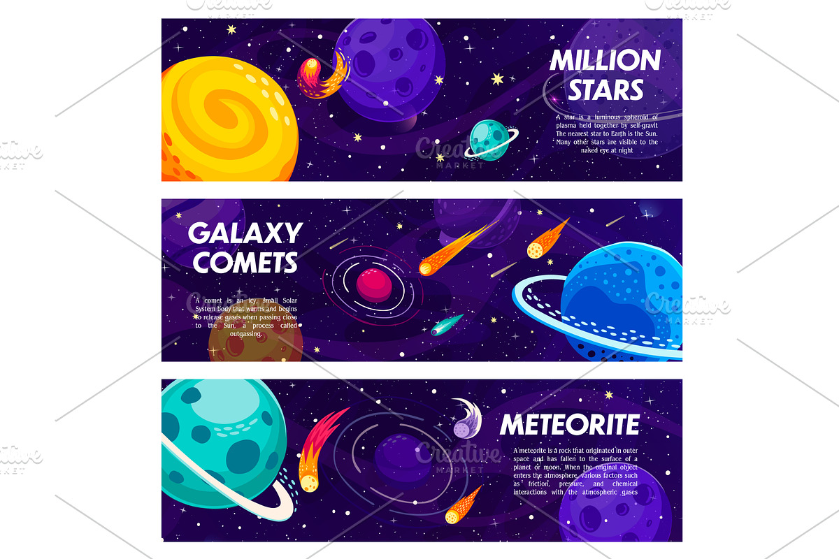 Galaxy space banners with stars, an Object Illustration by Vector Tradition