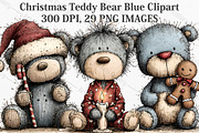 Christmas Teddy Bear Blue Clipart, an Illustration by Canvas Craft (Thumbnail 1 of 7)