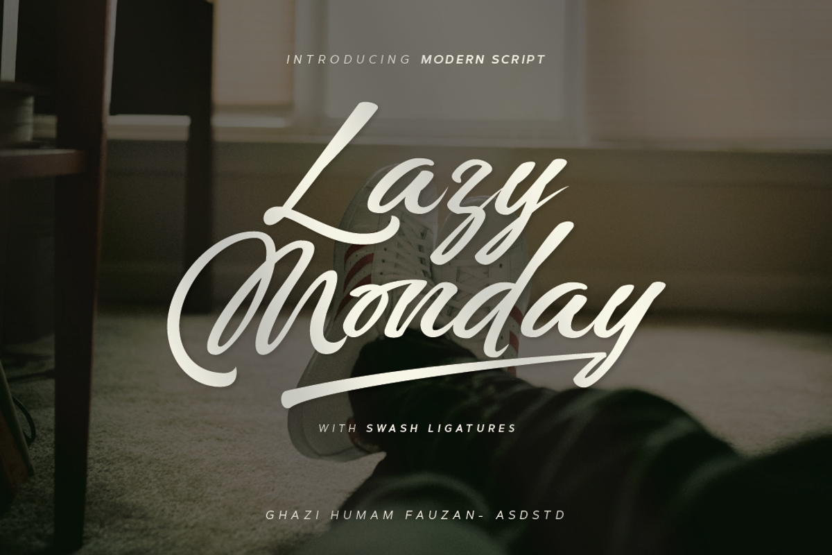 Lazy Monday - Modern Script, a Script Font by asdstudio (Photo 1 of 9)