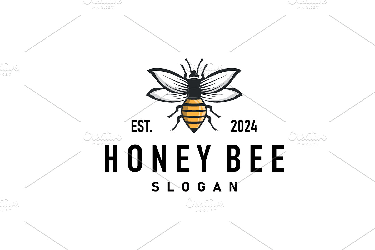 Organic honey bee logo design retro, a Branding & Logo Template by Maylianaw28