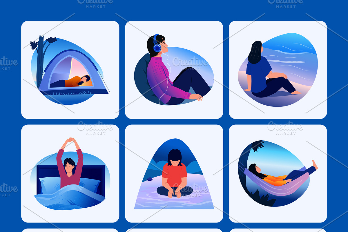 Sleep and Meditation Illustration, a Healthcare Illustration by Brickclay (Photo 9 of 9)