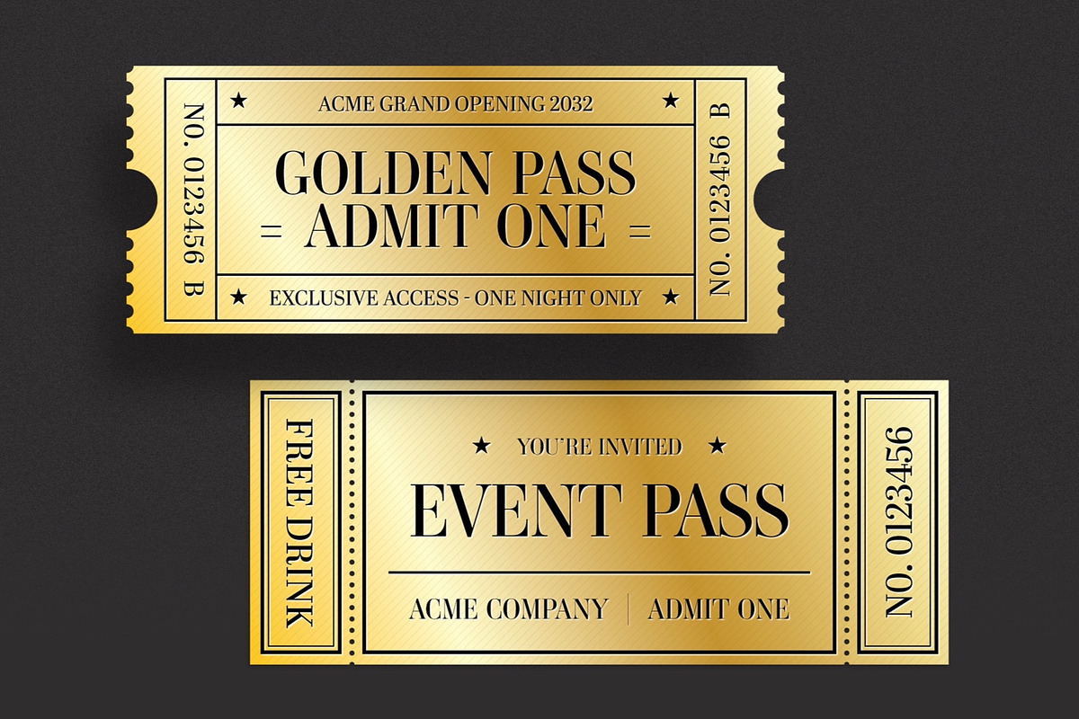 Golden Ticket Template Set, an Invitation Template by BrandPacks (Photo 2 of 6)