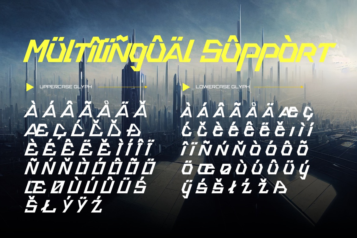 Omnitrinx - Cyberpunk Font, a Sans Serif Font by Dhabee (Photo 2 of 14)
