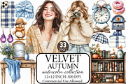 Watercolor Velvet Autumn Clipart, an Illustration by Libby Wishes (Thumbnail 1 of 9)