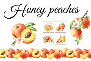 Honey Peaches. Original Watercolor