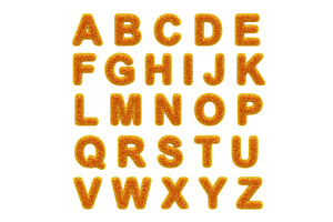 3d fur fluffy alphabet with yellow, an Animal 3D Model by Marozhkastudio