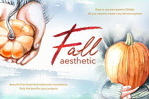 Watercolor Fall Aesthetic Clipart