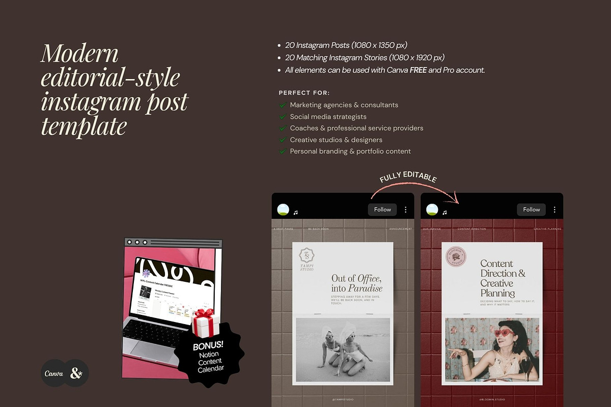 Brown Editorial Instagram Template, a Social Media Template by And Done Studio (Photo 7 of 8)