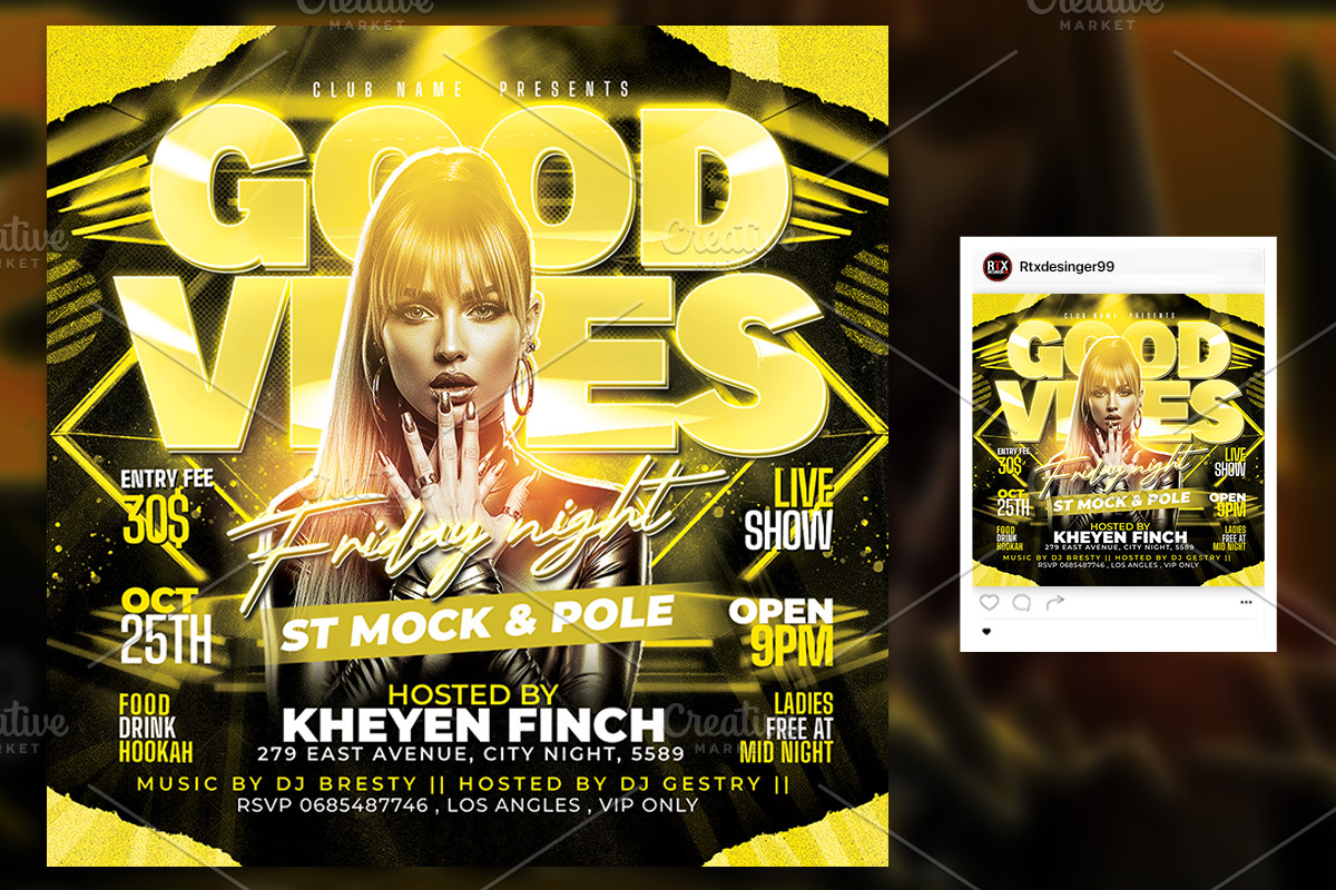 Night Club Flyer Template, a Flyer Template by RTXdesinger99 (Photo 3 of 3)