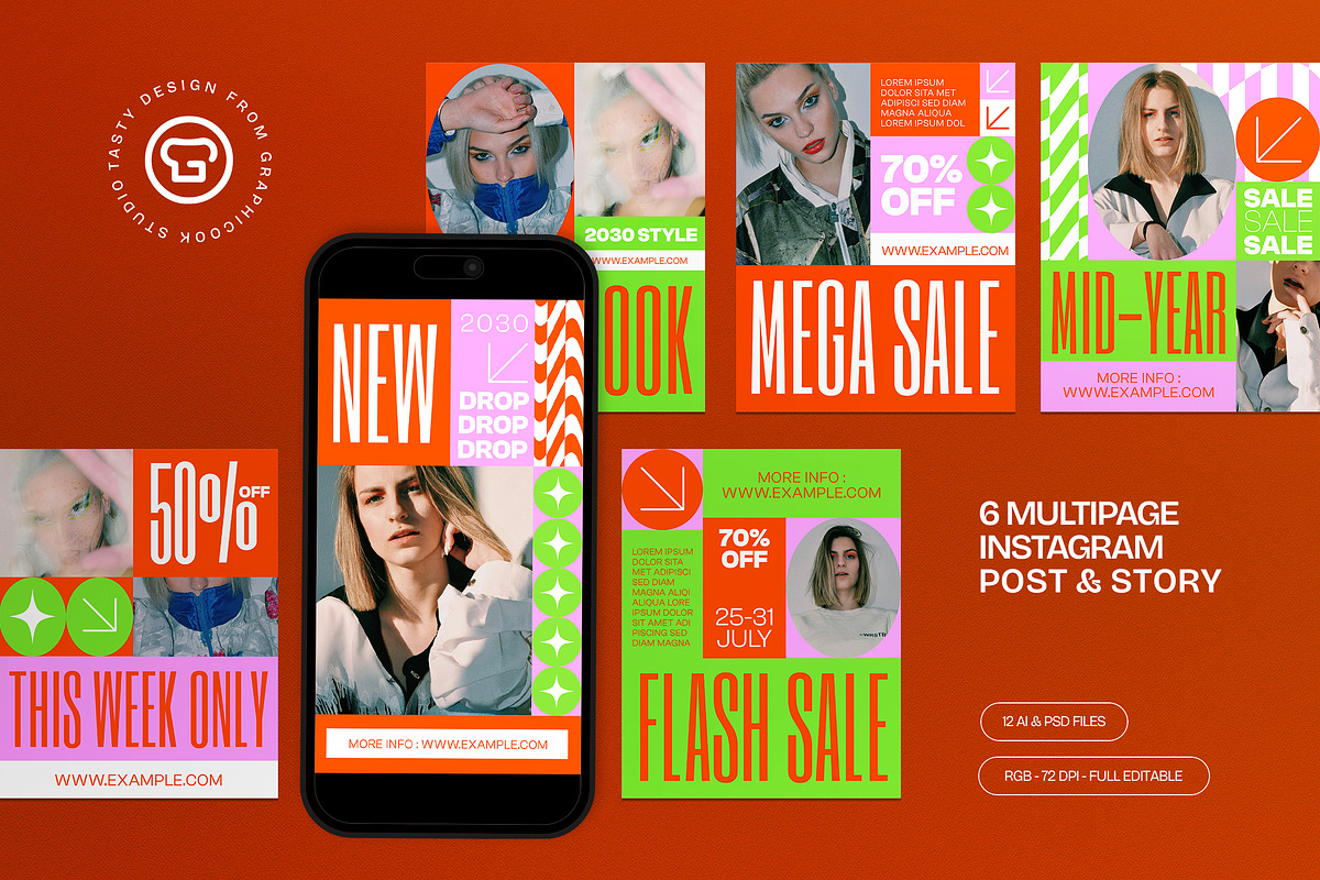 Orange Fashion Instagram Set, a Social Media Template by graphicook (Photo 1 of 3)