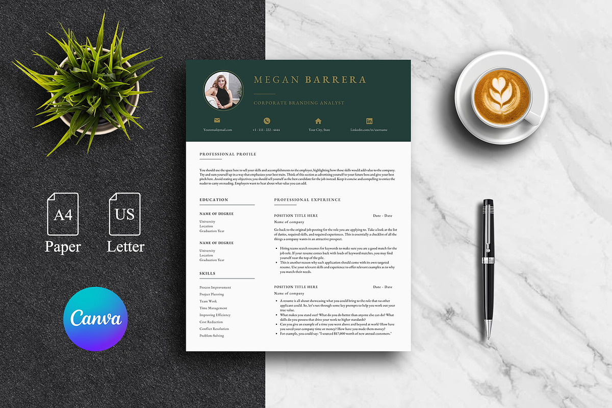 Elegant Resume Template Pack | Canva, a Resume Template by Lux Resume (Photo 1 of 9)