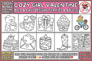 Cozy Girl Valentine Coloring Pages